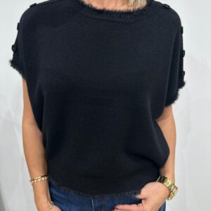 Pull Boutonné Noir - Aliénor