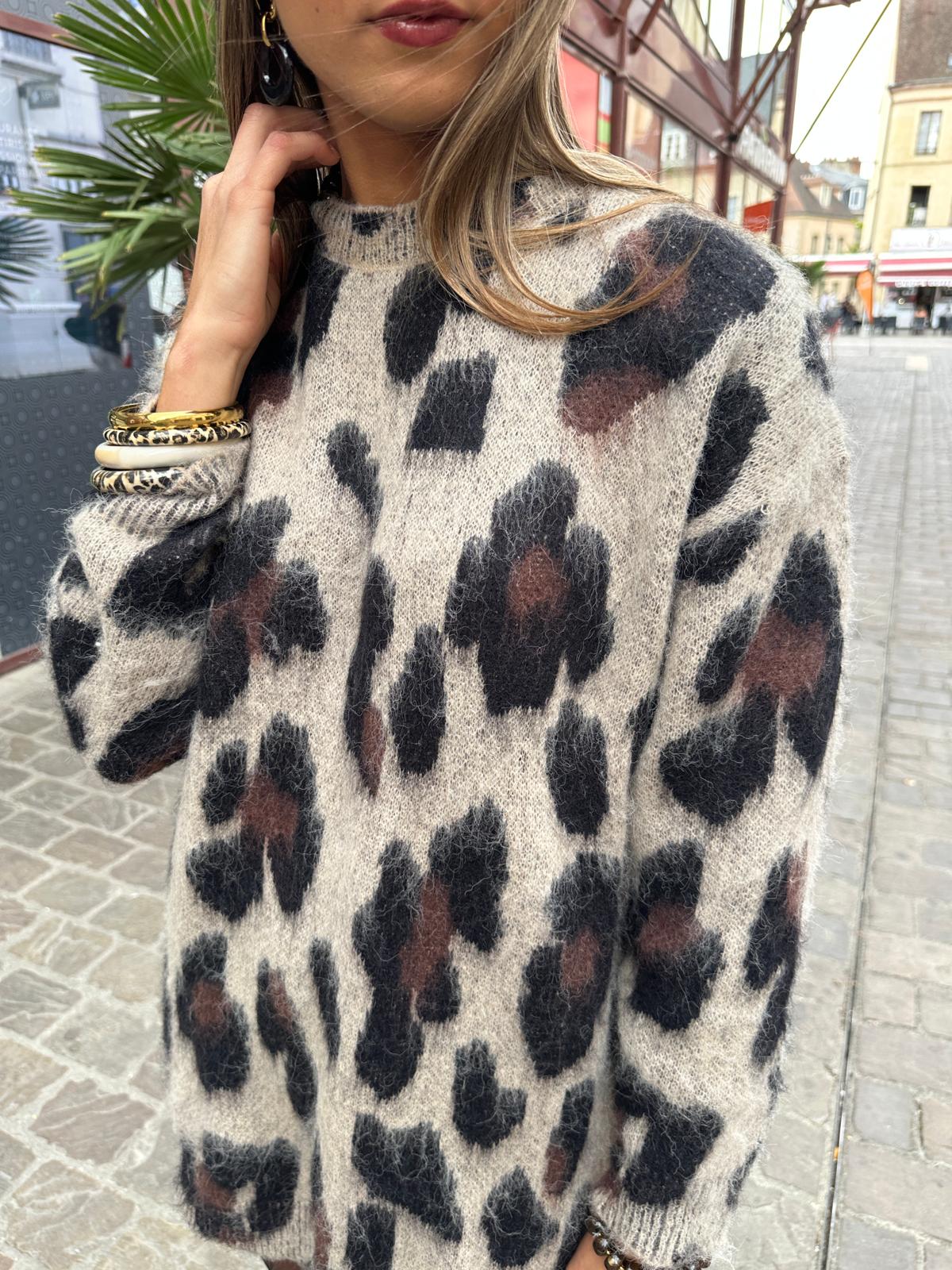 Robe Pull Léopard Beige – Azélie
