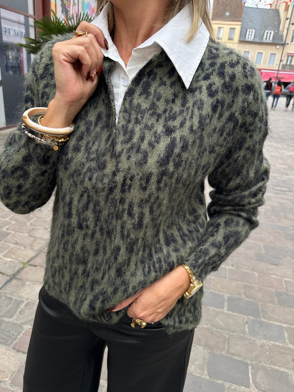 Pull Léopard Kaki – Mazarine