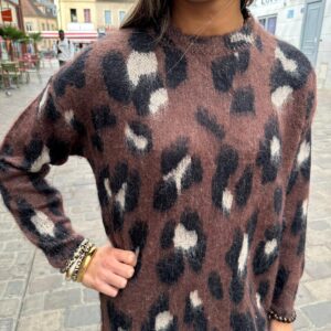 Robe Pull Léopard Chocolat - Azélie