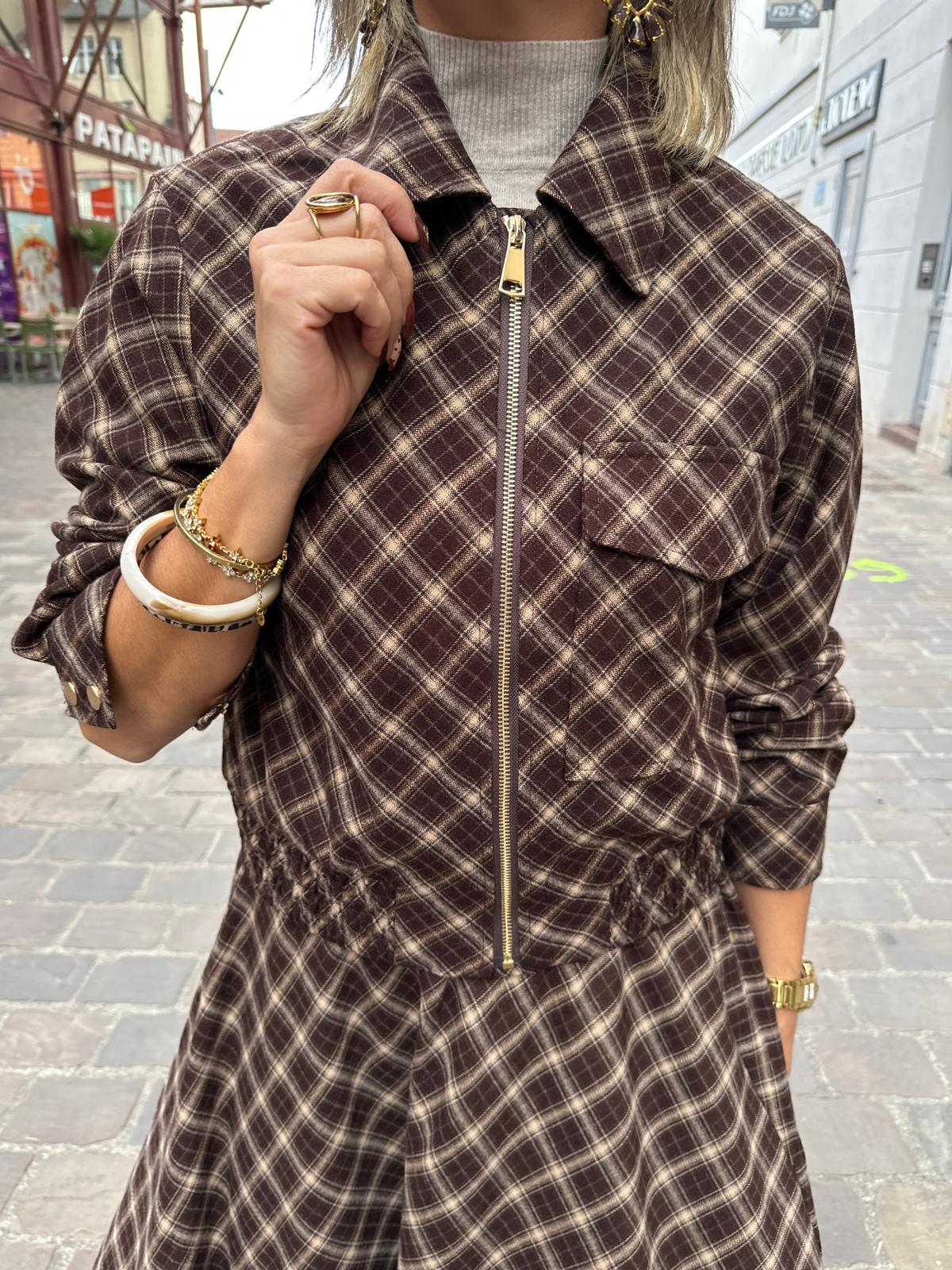 Veste Zippée à Carreaux – Séverine