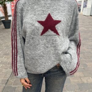 Pull Étoile Gris & Bordeaux - Apolline