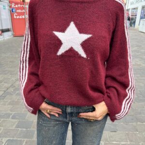 Pull Étoile Bordeaux & Rose - Apolline