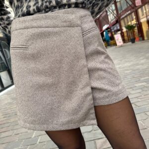 Jupe Short Tailleur Chevrons Taupe - Mélisande
