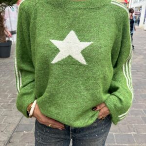 Pull Étoile Vert & Beige - Apolline