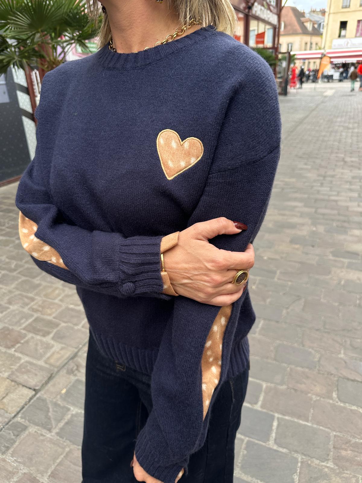 Pull Coeur Marine – Marilou