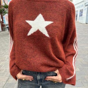 Pull Étoile Terracotta & Beige -Apolline