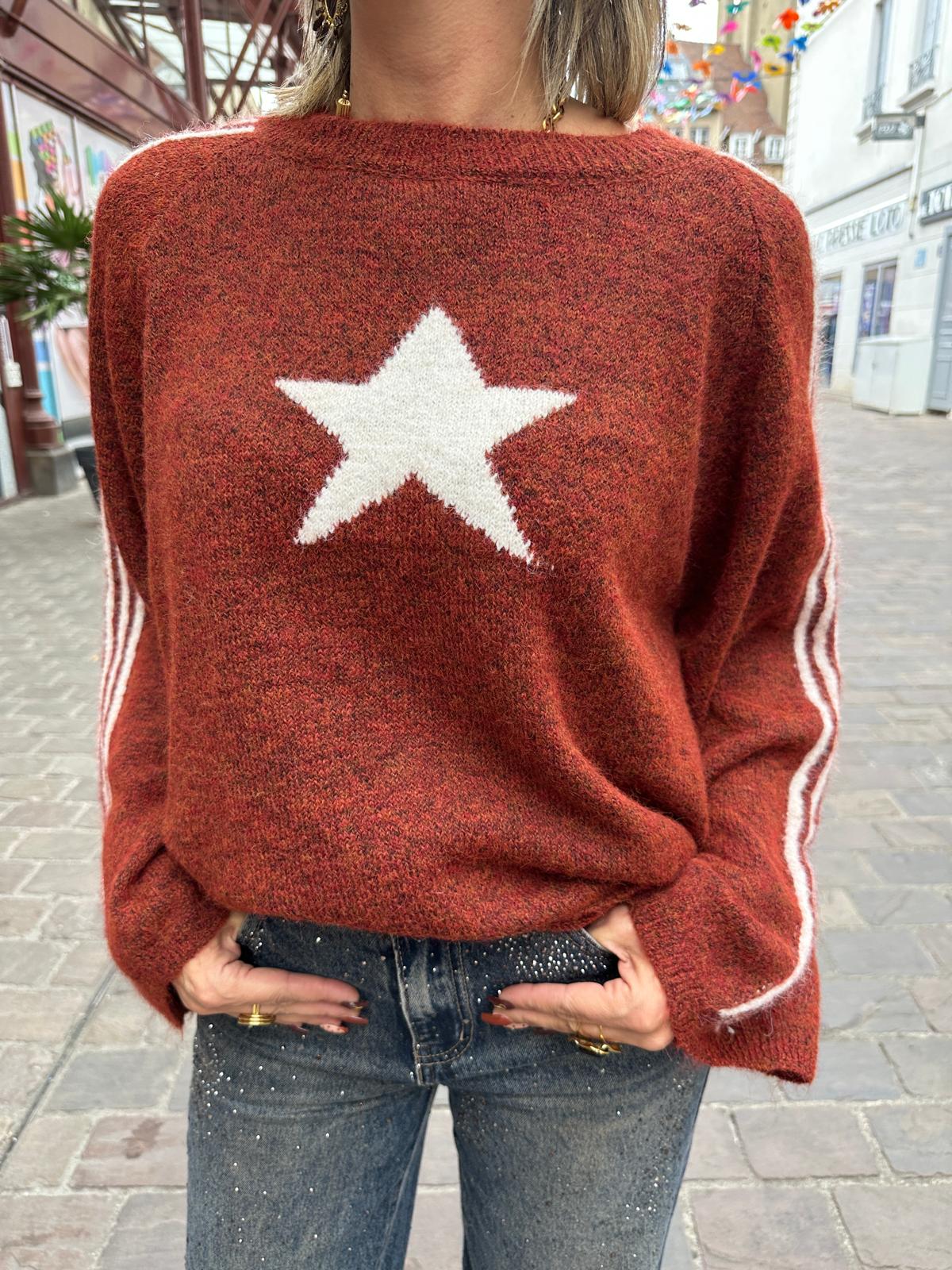 Pull Étoile Terracotta & Beige -Apolline