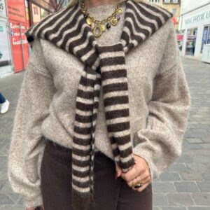 Pull Taupe Avec Marinière Amovible - Céleste