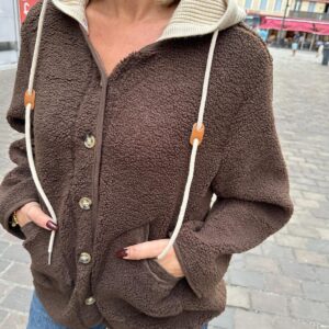 Veste Bouclette à Capuche Chocolat - Mahaut