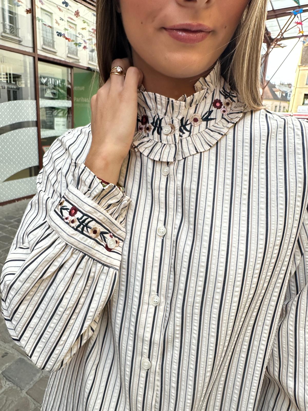 Chemise Rayée Col Brodé – Constancce