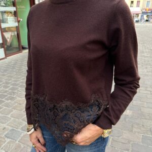 Pull Finition Dentelle Chocolat - Ariane