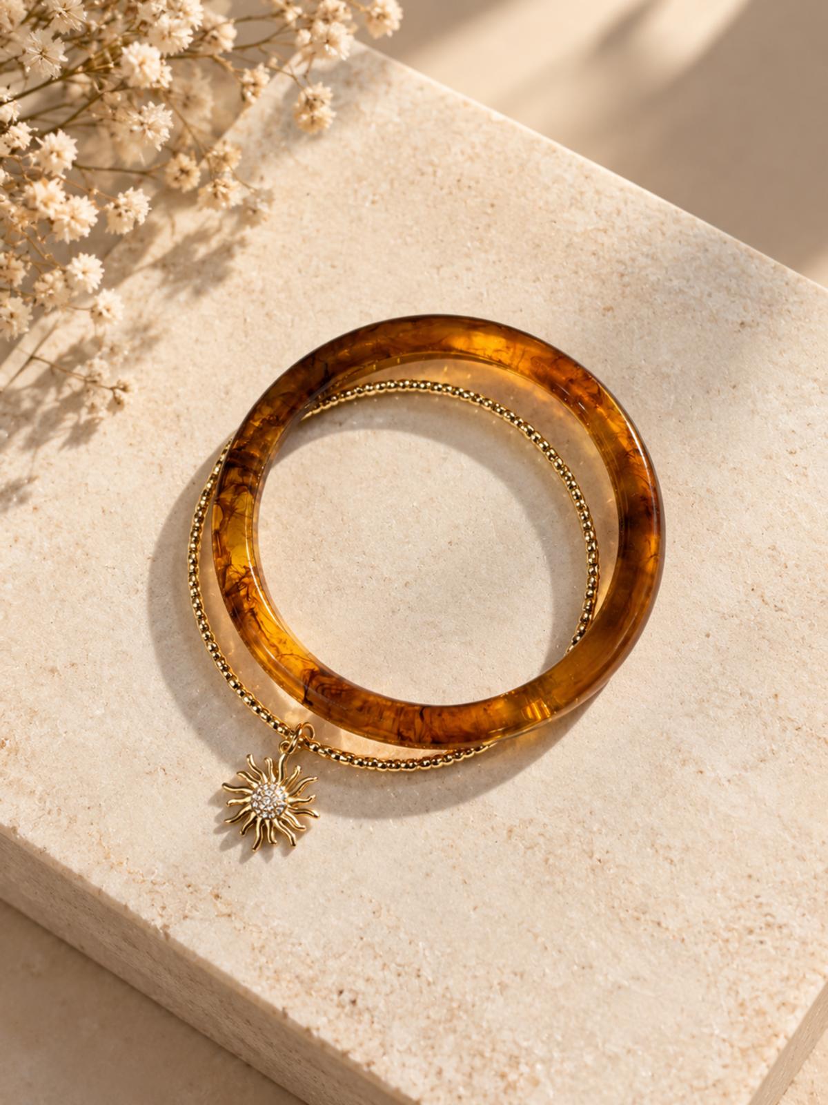 Duo de Bracelets Ambre Soleil – Éléonore