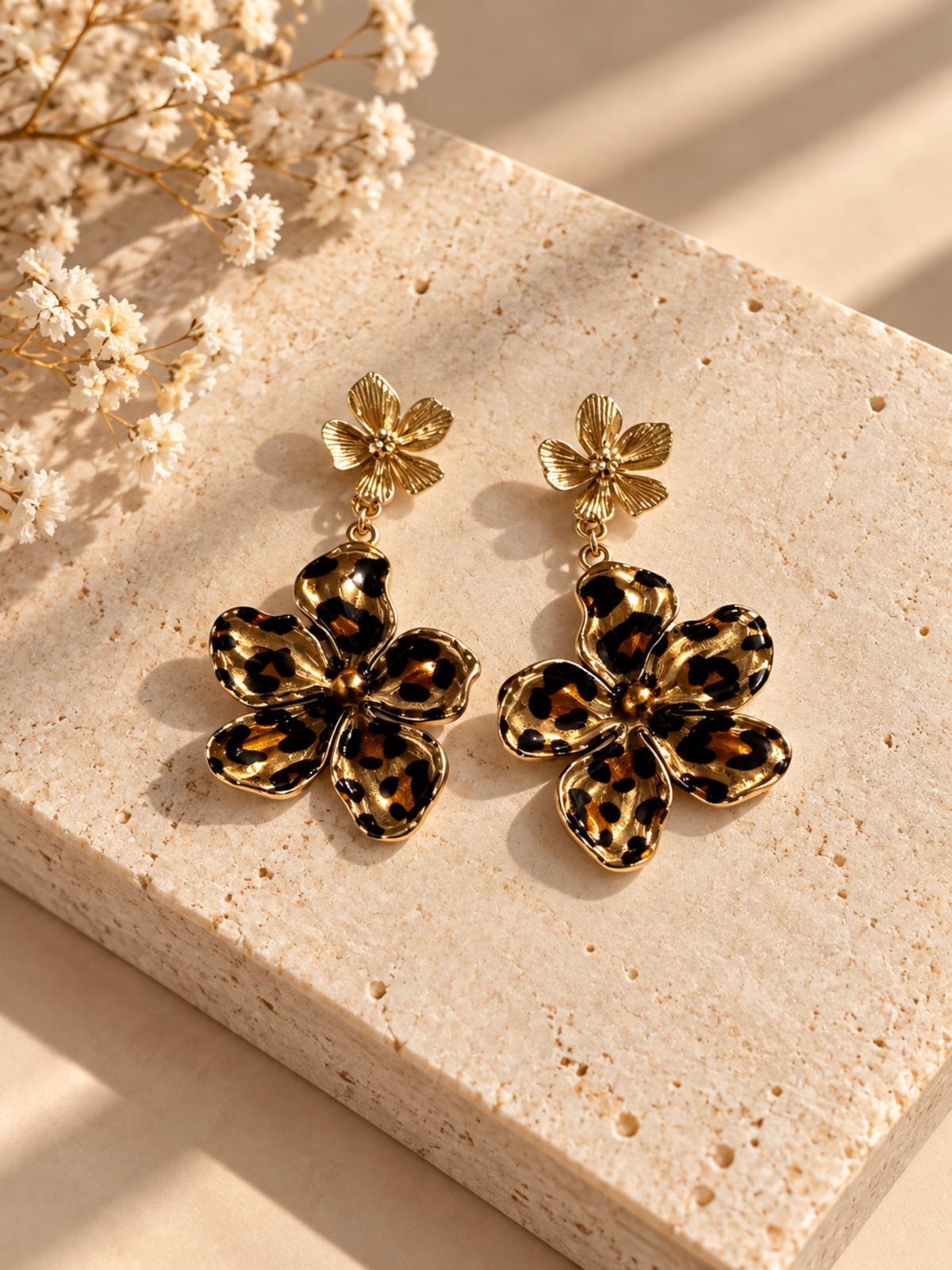 Boucles D&rsquo;oreilles Fleurs Léopard – Félicie
