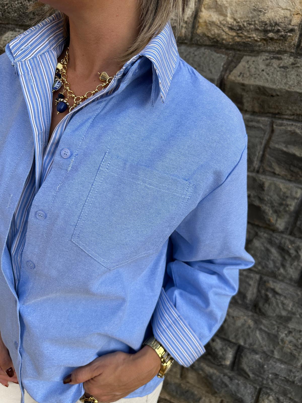 Chemise Effet Superposé Rayée -Capucine