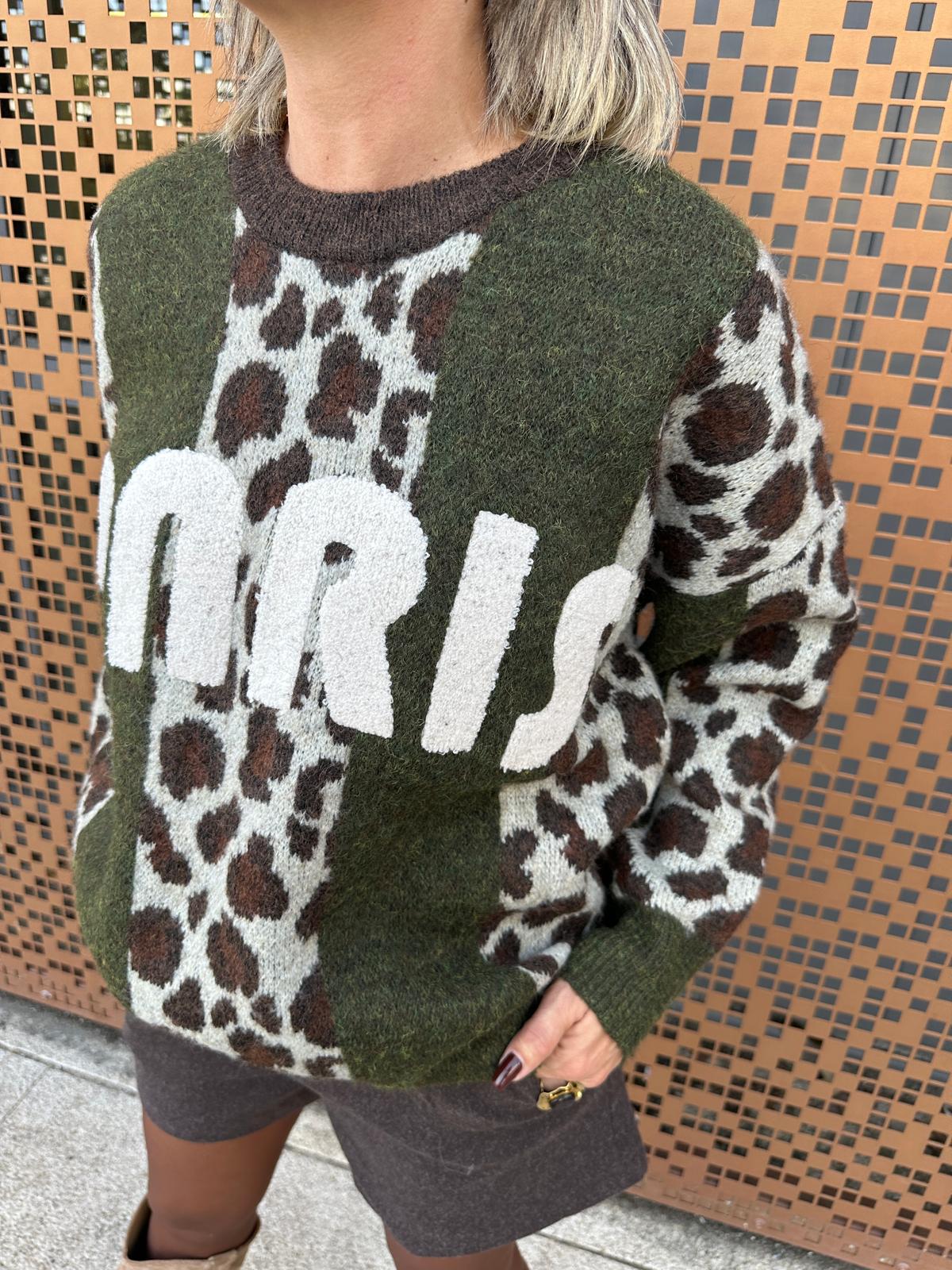 Pull Léopard Kaki – Théodora