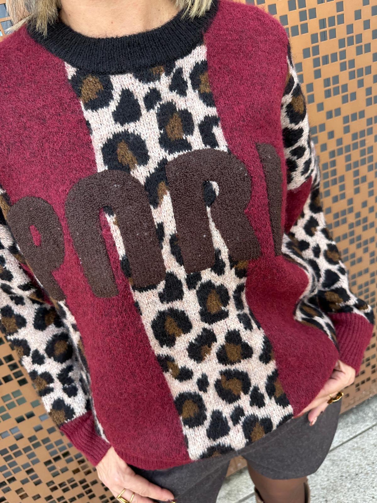 Pull Léopard Bordeaux – Théodora