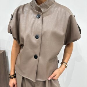 Veste Effet Cuir Taupe - Edwin