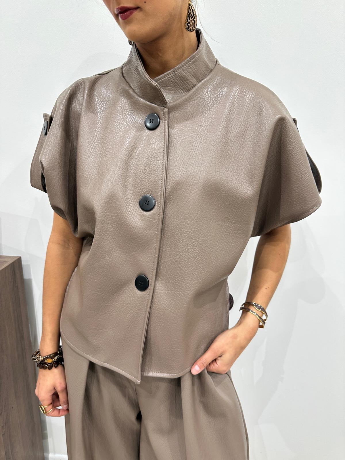 Veste Effet Cuir Taupe – Edwin