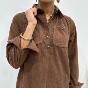 Robe Chemise Velours Chocolat - Flavie