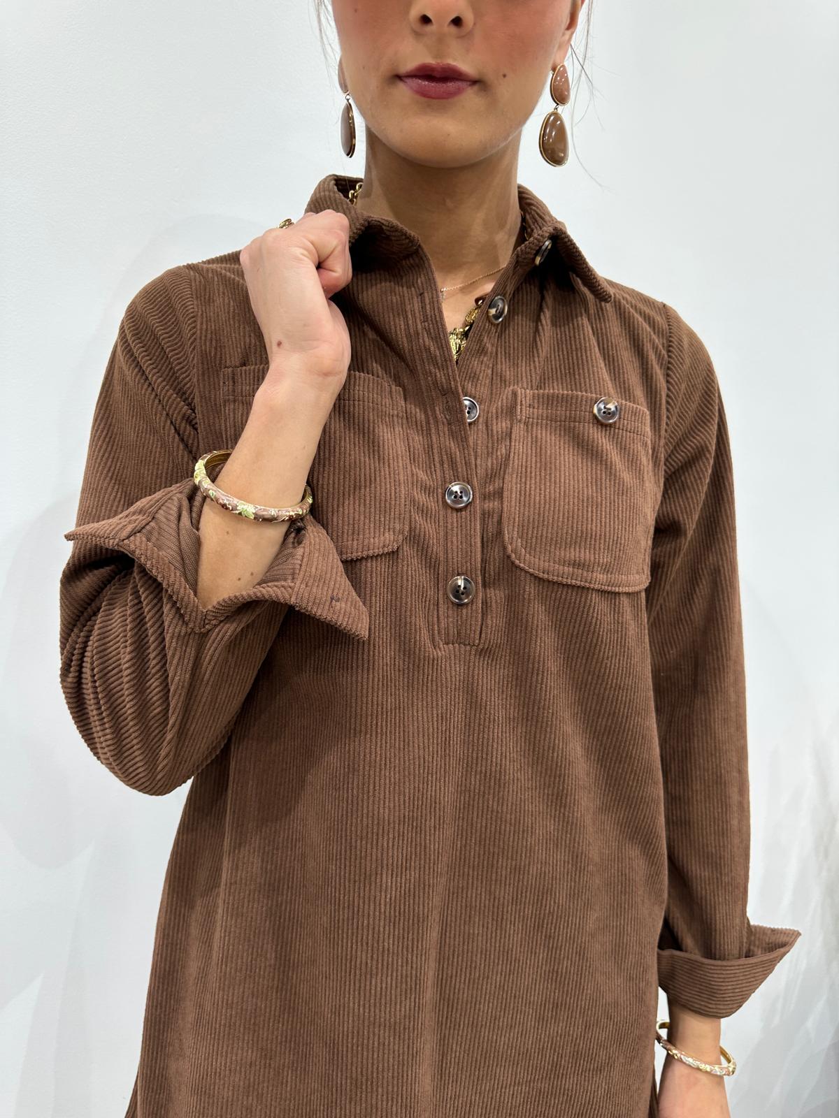 Robe Chemise Velours Chocolat – Flavie