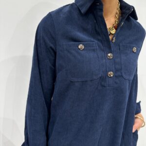 Robe Chemise Velours Marine - Flavie