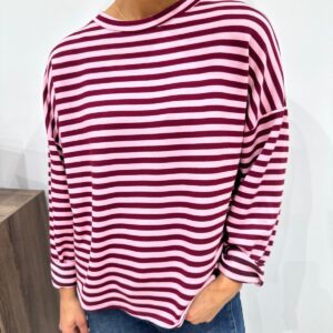 Marinière Oversize Rose & Bordeaux - Blandine