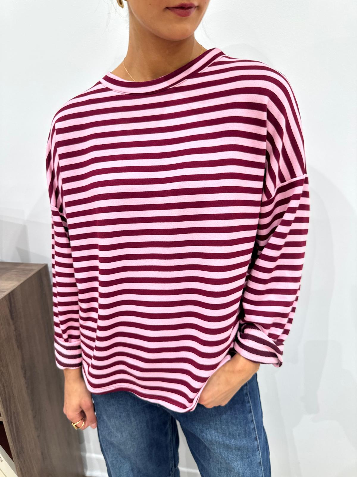 Marinière Oversize Rose & Bordeaux – Blandine