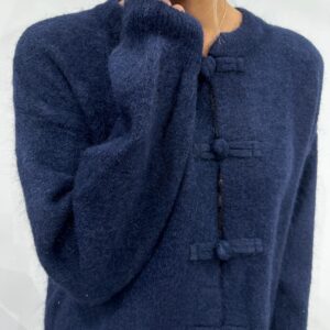Gilet Maille Douce à Brandebourgs Marine - Florine