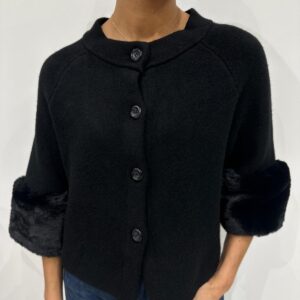 Gilet Manches Fausse Fourrure Noir - Perrine