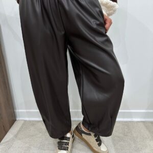 Pull Effet Cuir Chocolat - Faustina