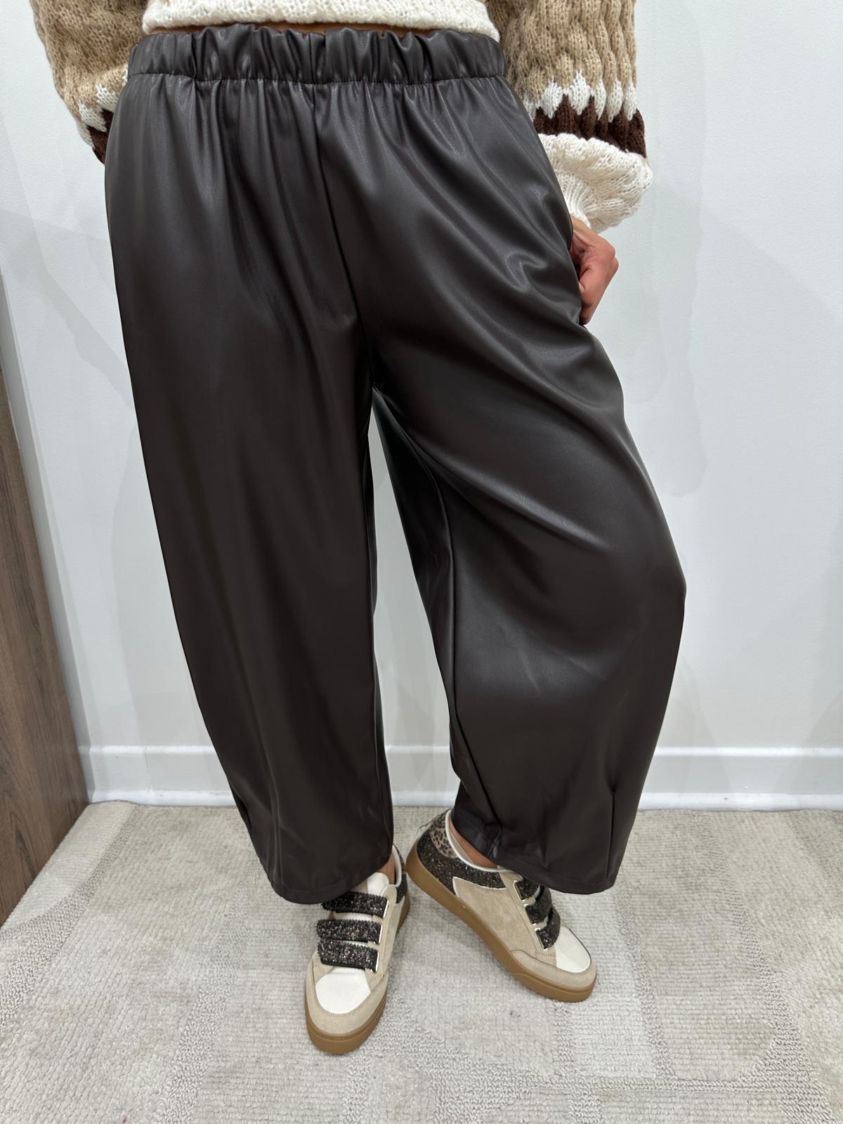 Pull Effet Cuir Chocolat – Faustina