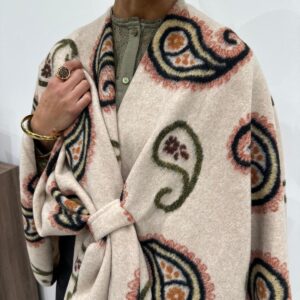 Poncho Motif Cachemire à Franges - Agathe
