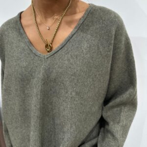 Pull Oversize Col V Kaki - Bertille