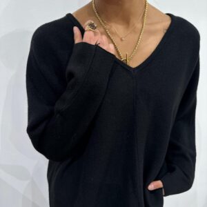 Pull Oversize Col V Noir - Bertille