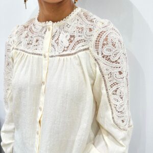 Blouse Empiècement Dentelle Écrue - Philomène