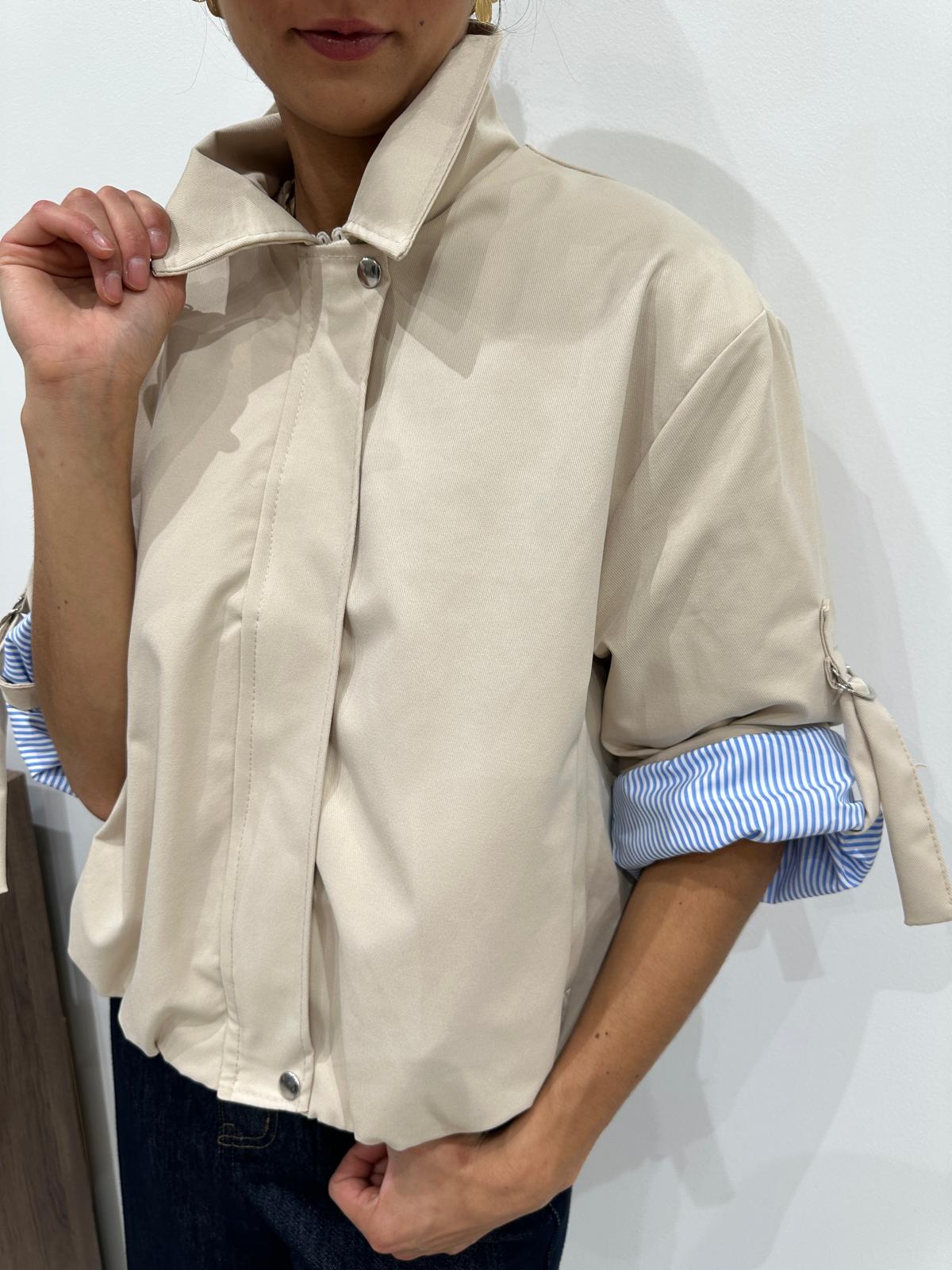 Veste Manches Retroussables Beige – Coralie