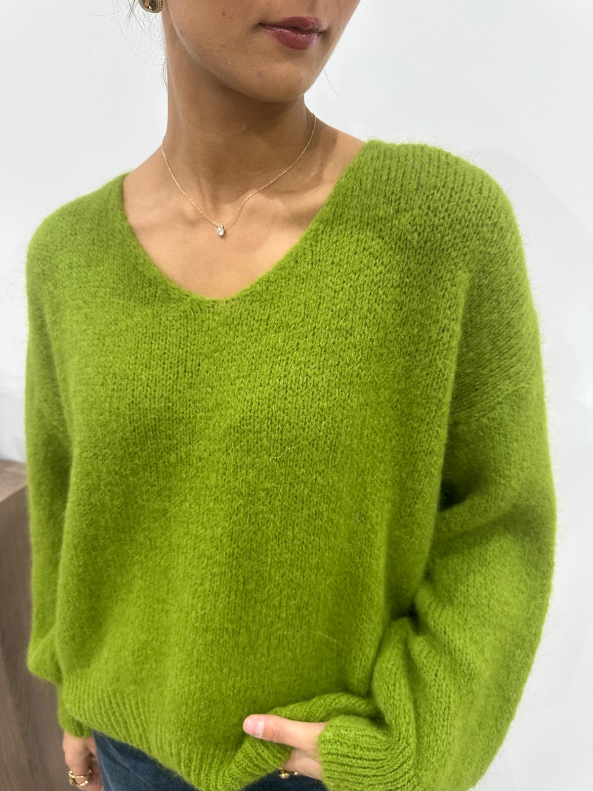 Pull Col V en Kid Mohair – Honorine