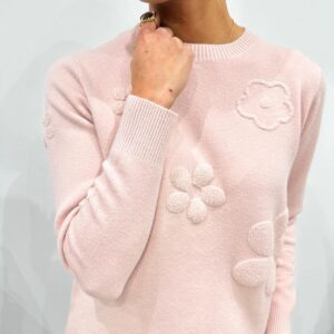 Pull Fleurs en Relief Rose - Léane