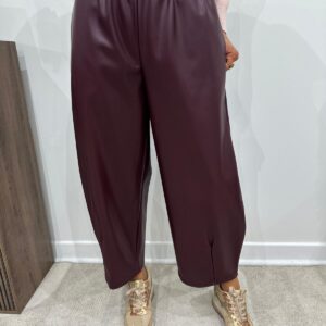 Pantalon Effet Cuir Bordeaux - Faustina