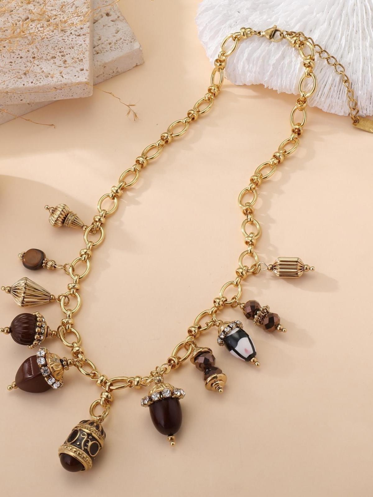 Collier Charms Chocolat & Doré – Azura