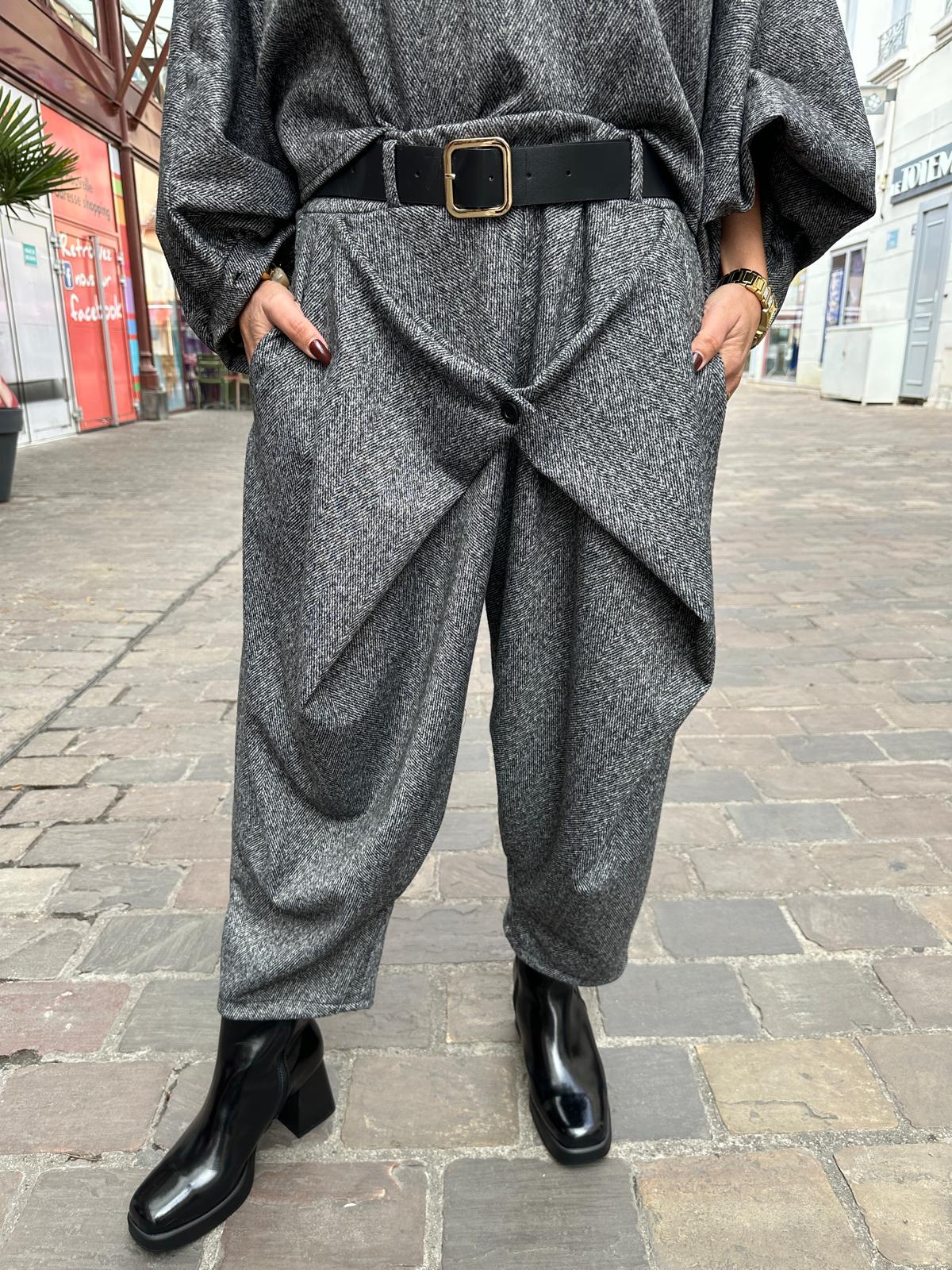 Pantalon Chevrons Croisés Gris – Prunelle