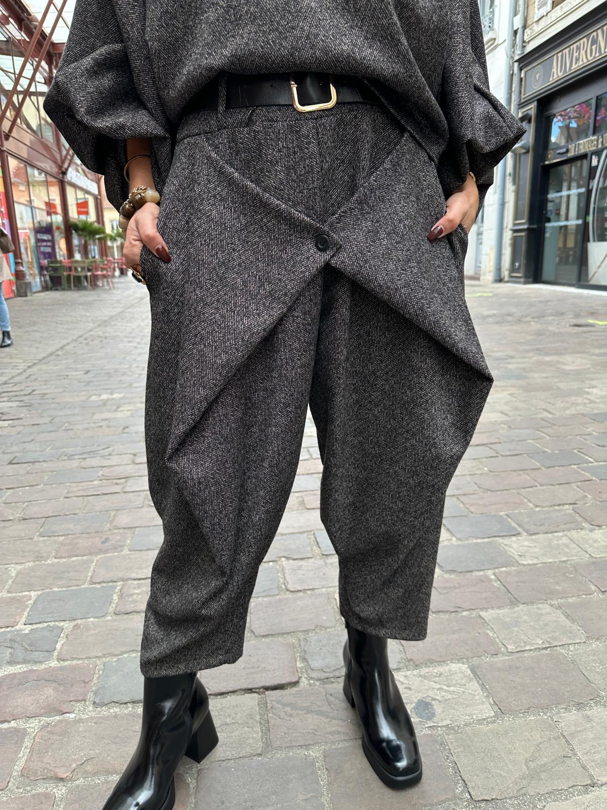 Pantalon Chevrons Croisés Chocolat – Prunelle