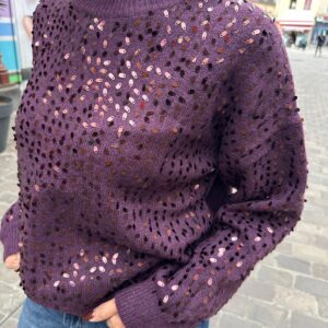 Pull à Sequins Scintillants Bordeaux - Amandine