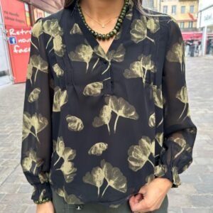 Blouse Fleurie Noire et Kaki - Héloïna