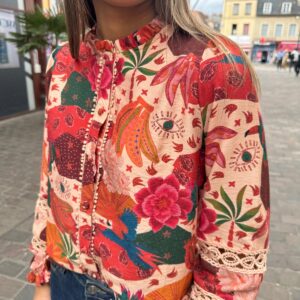 Blouse Bohème Imprimée à Dentelle - Nadia