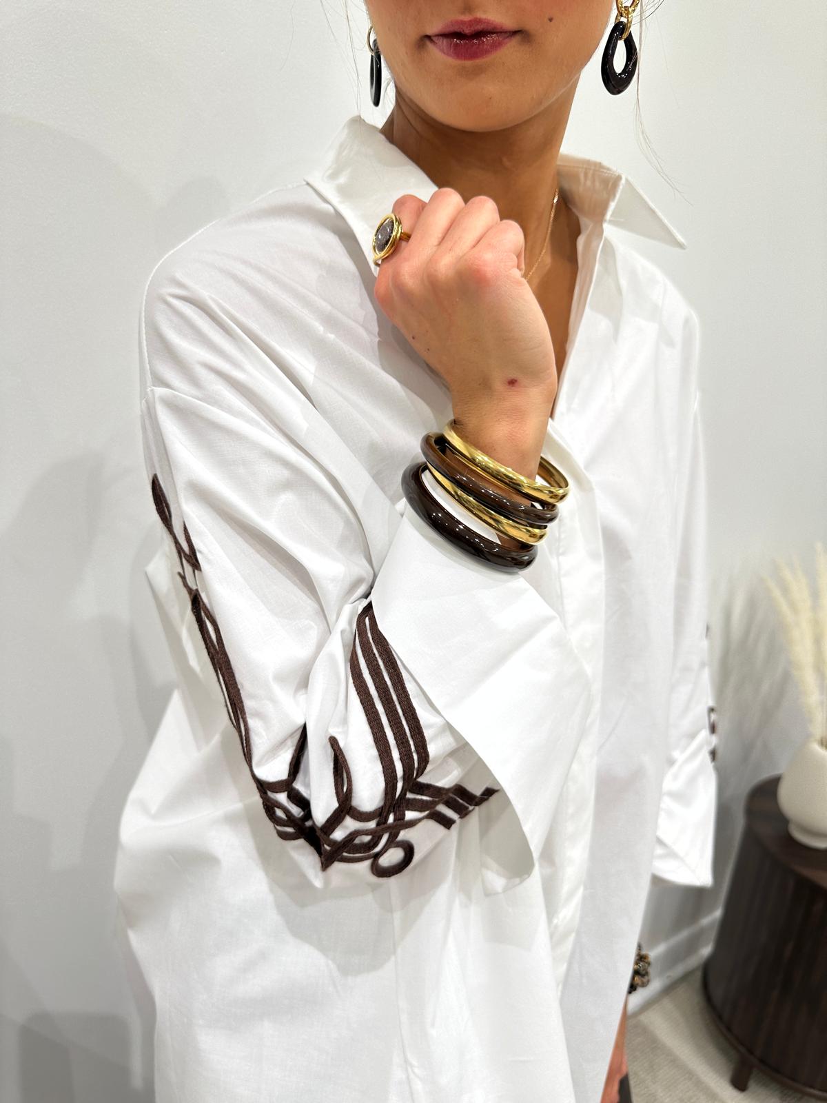 Chemise Oversize Broderies Chocolat – Azélia