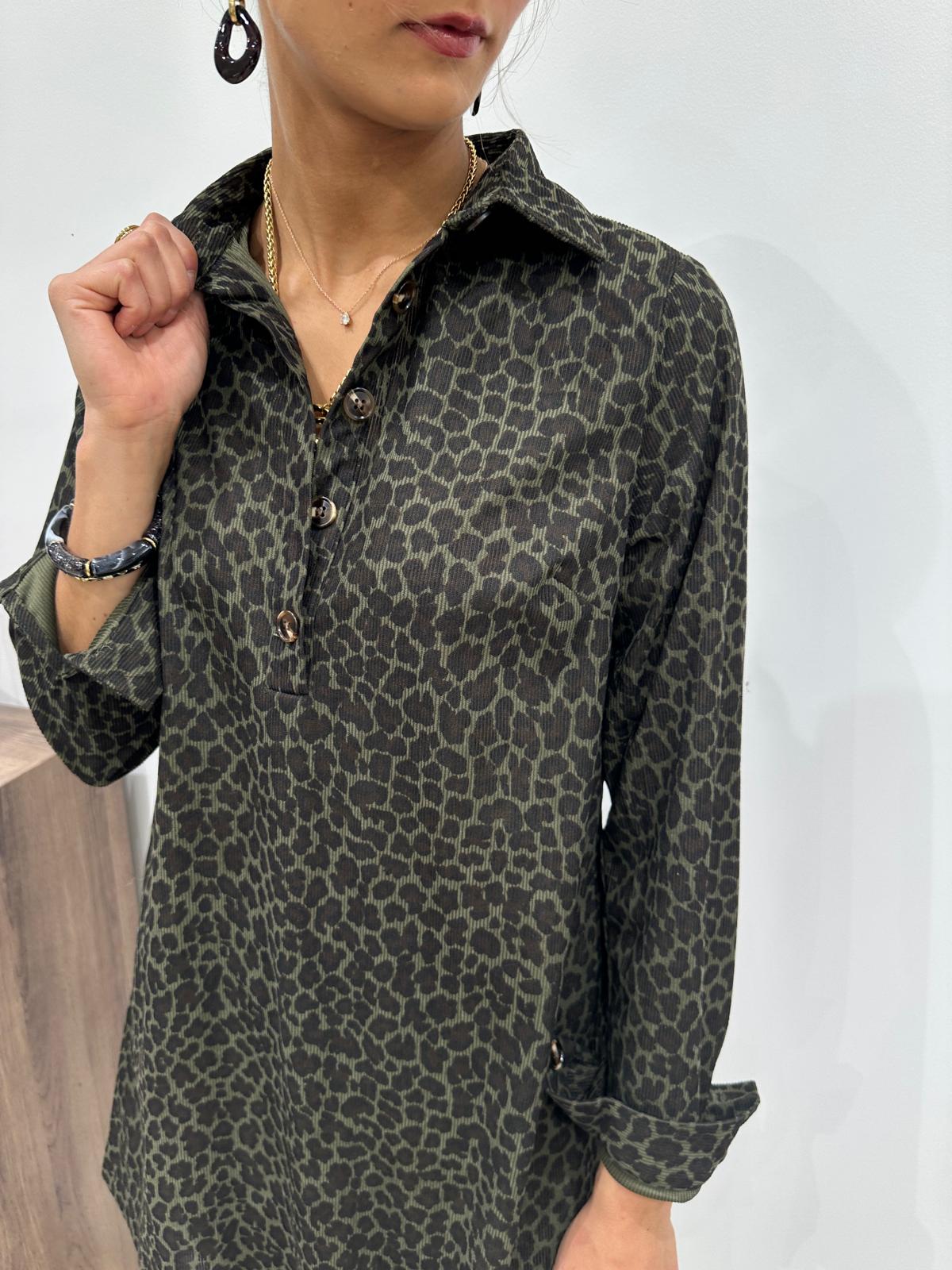 Robe Chemise Léopard Kaki – Marjolaine