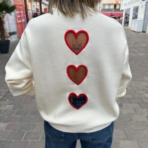 Pull Trois Coeurs Ajourés Écru - Héloïsette