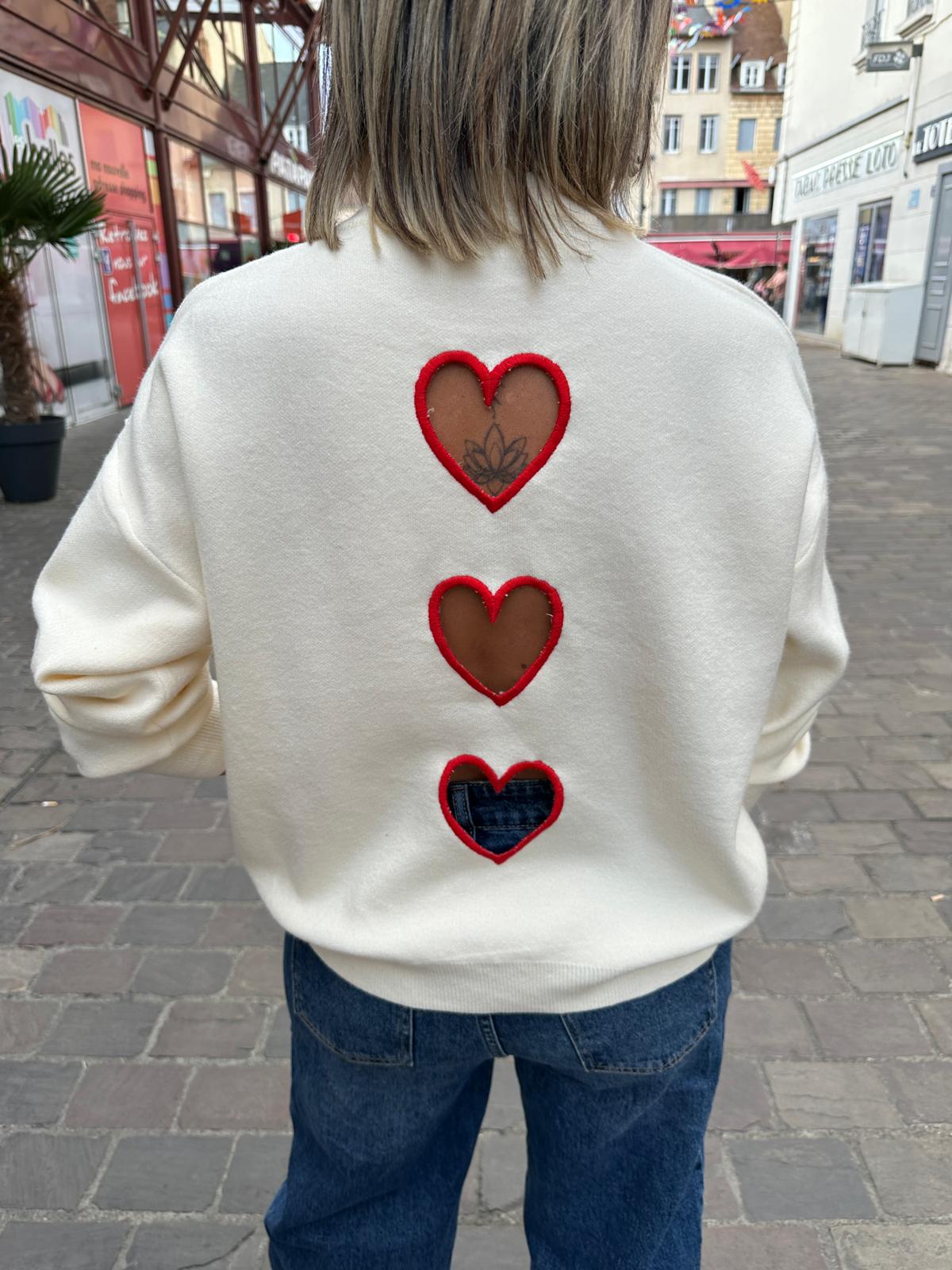 Pull Trois Coeurs Ajourés Écru – Héloïsette